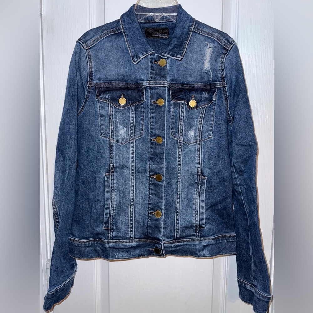 Articles of Society Distressed Blue Denim Jacket Size M